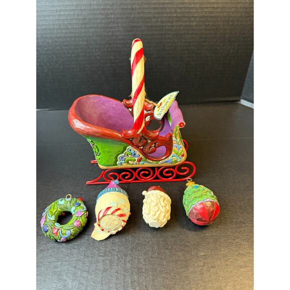 Jim Shore Jingle All the Way Winter Sleigh w/ ornament Set Heartwood Creek w/BOX - Picture 3 of 16